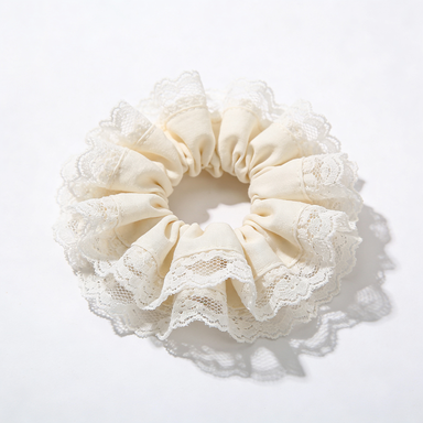 Cream Ruffled Lace Scrunchie