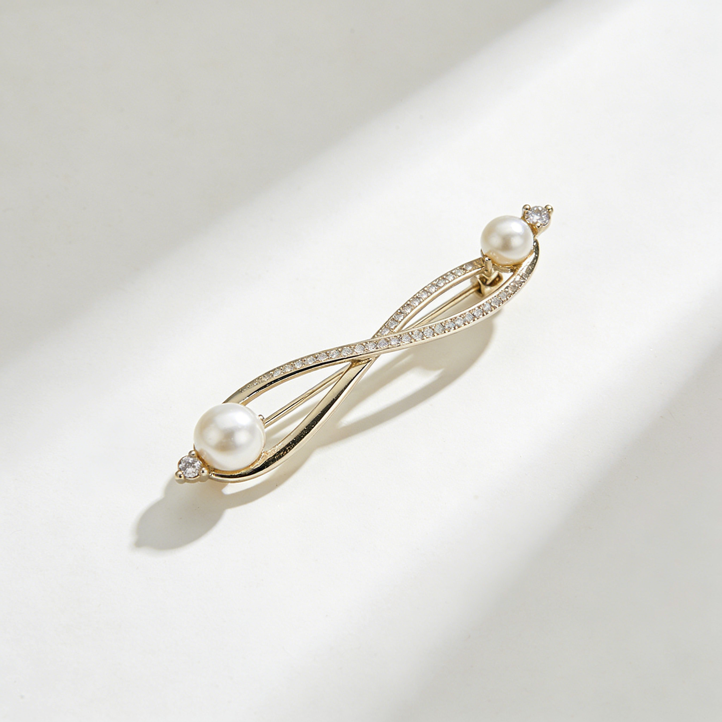 Infinity Pearl & Crystal Brooch