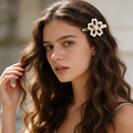 Elegant Shell Flower Hair Clip with Pearl Center