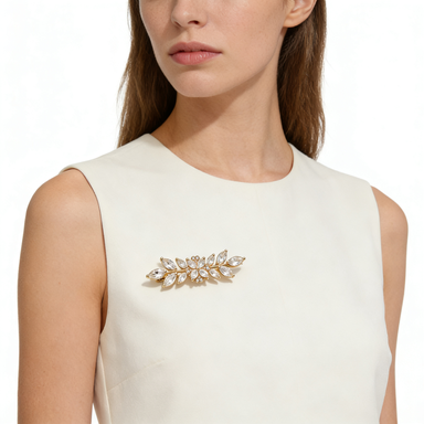 Crystal Floral Cluster Brooch