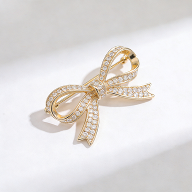Crystal Bow Brooch