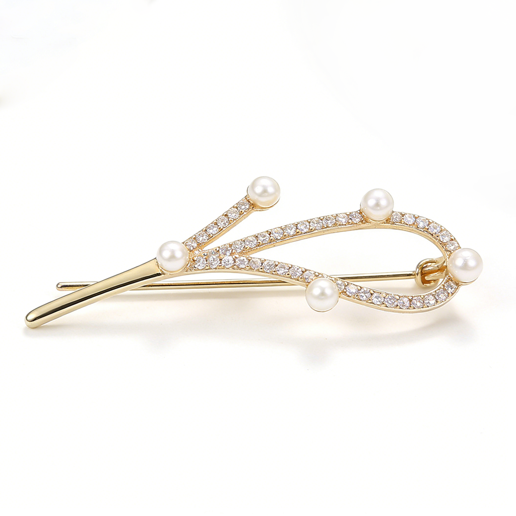Modern Pearl & Crystal Brooch