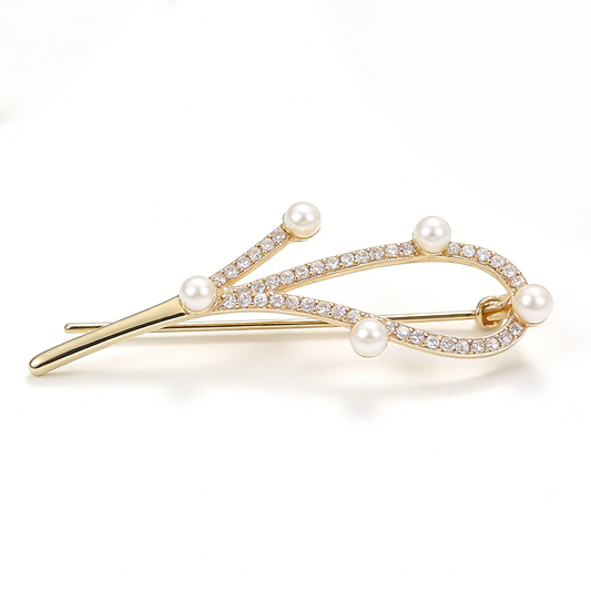 Modern Pearl & Crystal Brooch