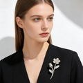 Crystal Flower & Bud Brooch