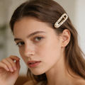 Glamorous Double Row Pearl & Crystal Hair Clip