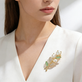 Green Leaf & Pearl Brooch
