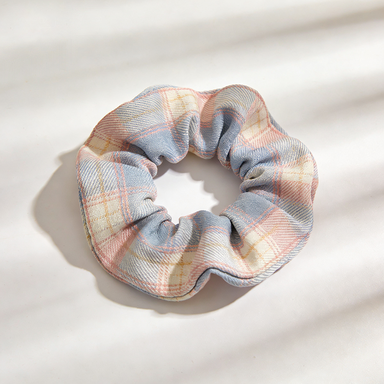 Pastel Plaid Cotton Scrunchie