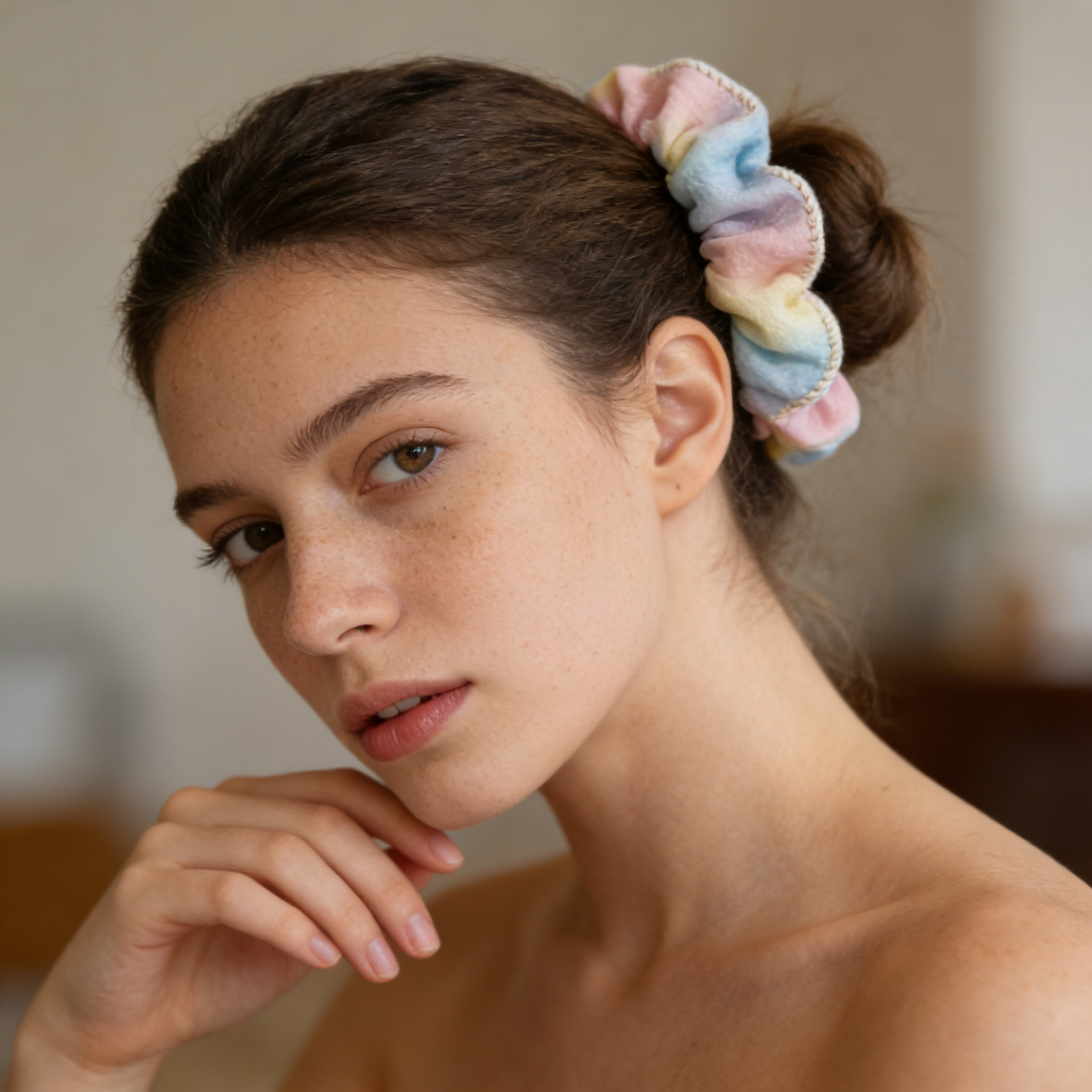 Pastel Gradient Textured Scrunchie