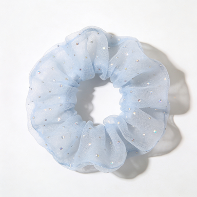 Light Blue Sparkle Tulle Scrunchie