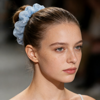 Light Blue Sparkle Tulle Scrunchie