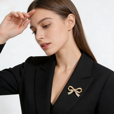 Crystal Bow Brooch