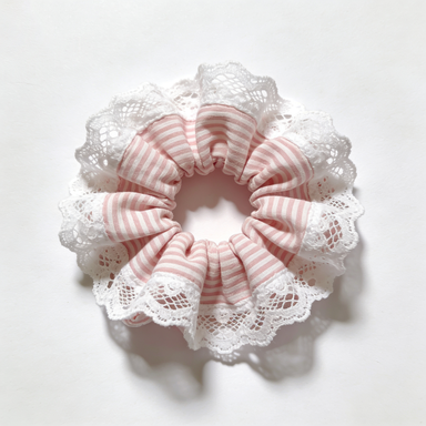 Pink Stripe Lace Scrunchie