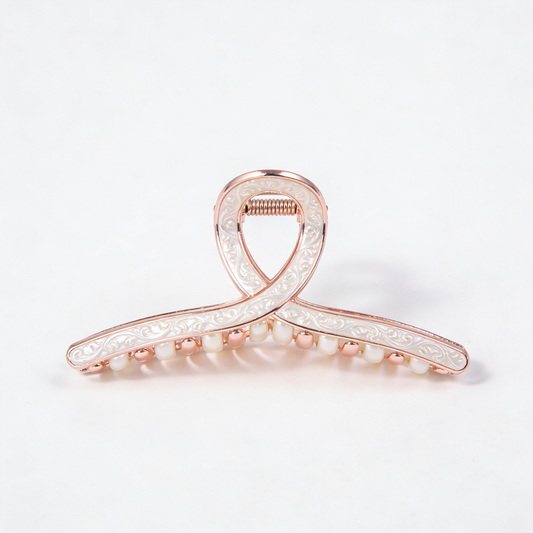 Vintage-Inspired Pearl & Enamel Hair Claw