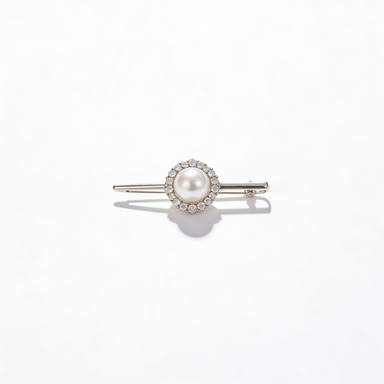 Pearl & Crystal Halo Bar Brooch