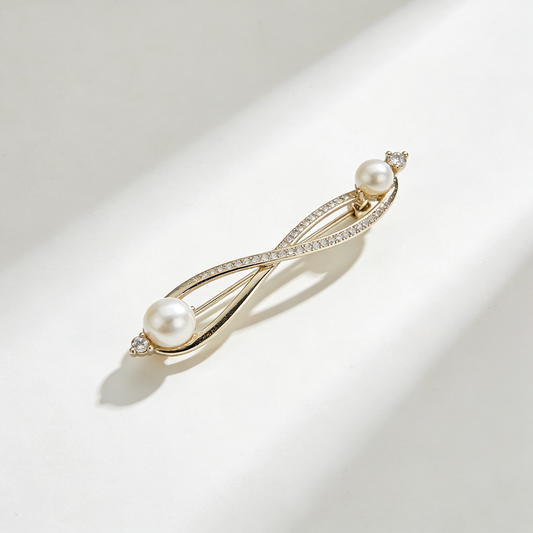 Infinity Pearl & Crystal Brooch