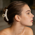 Modern Hair Claw with Pearl Flowers
